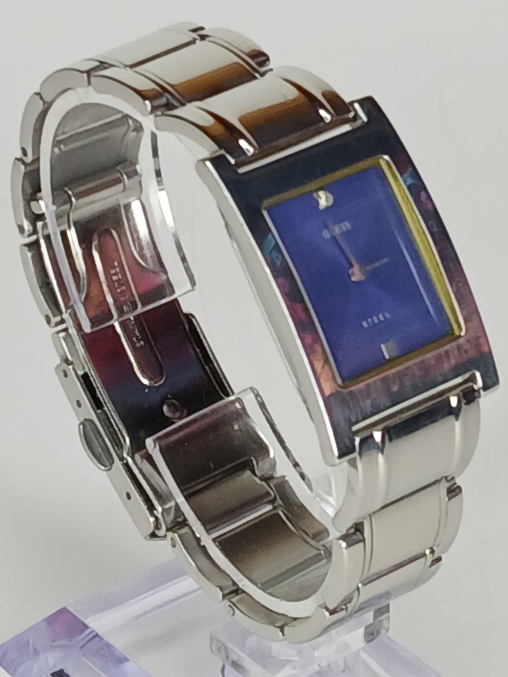 ​Guess Steel G95214L Women's Rectangular Blue Dial Stainless Steel Watch